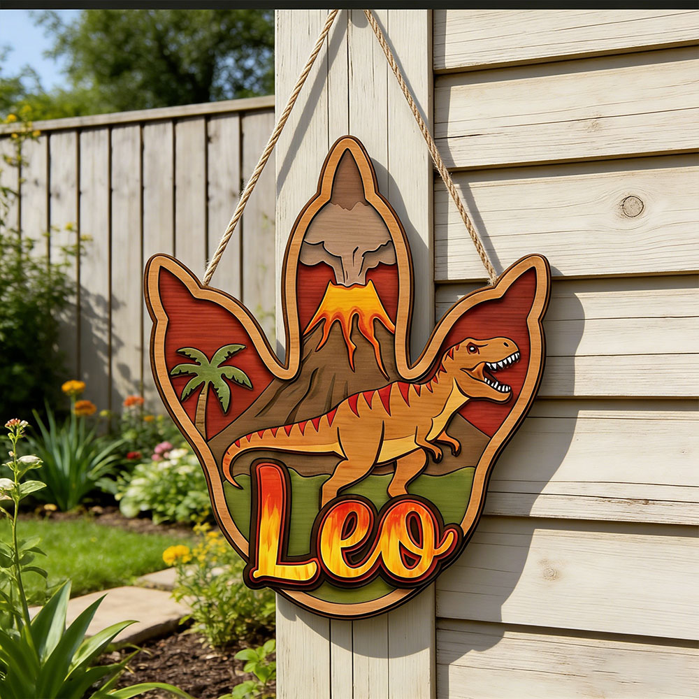 Interior Design Names - Personalized 3D T-Rex Dinosaur Name Wooden