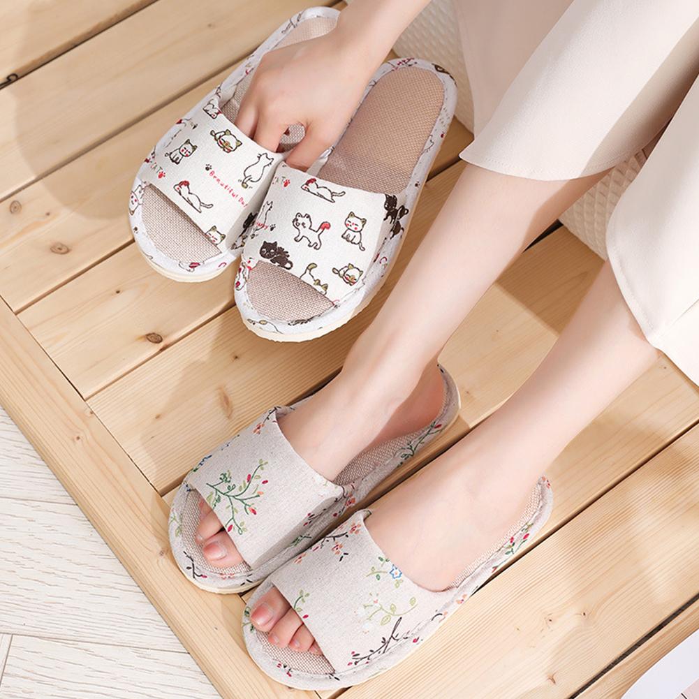 Linen Roller Blind - Women Flax Slippers Home Slippers Linen