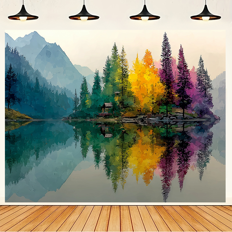 Colorful Forest Lake Wall Mura - огляд і ціна Interior Design Hd