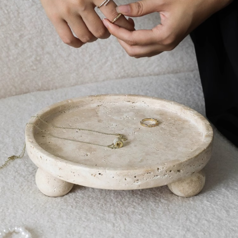 Retro Natural Marble Tray Deco - огляд і ціна Travertine Tray Oval