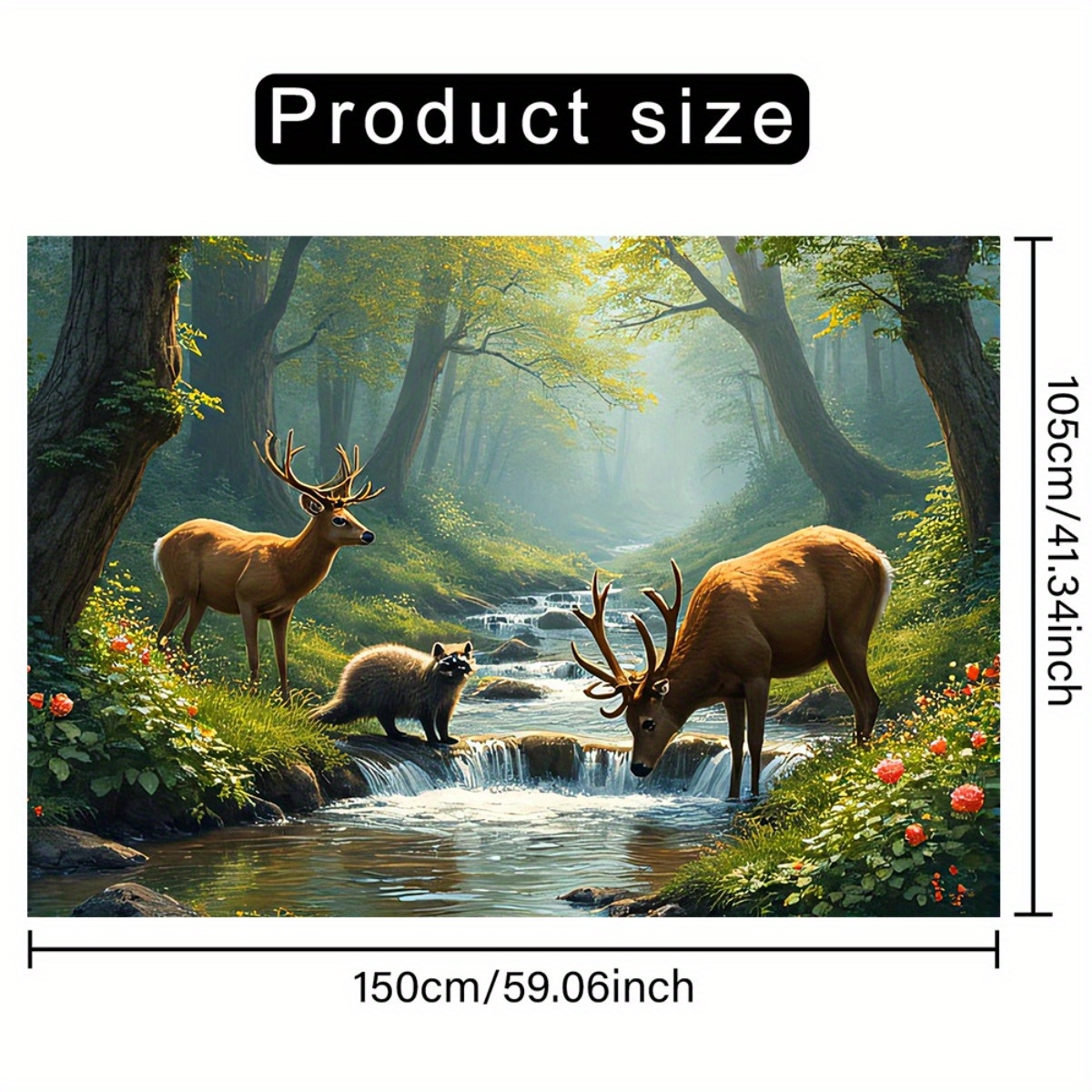 Deer Forest Stream Wall Mural  - огляд і ціна Interior Design Hd