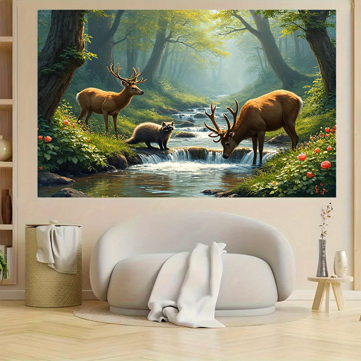Deer Forest Stream Wall Mural  - огляд і ціна Interior Design Hd