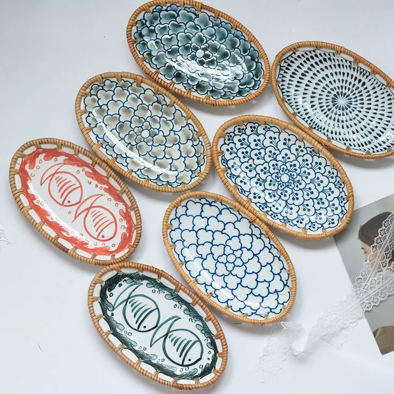 Japanese Rattan Woven Ceramic  - огляд і ціна Travertine Tray Oval