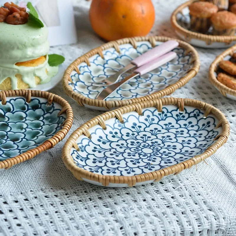 Japanese Rattan Woven Ceramic  - огляд і ціна Travertine Tray Oval