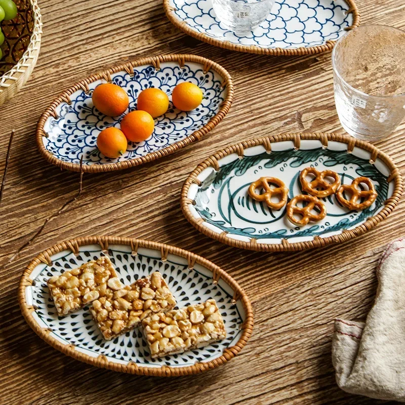 Japanese Rattan Woven Ceramic  - огляд і ціна Travertine Tray Oval