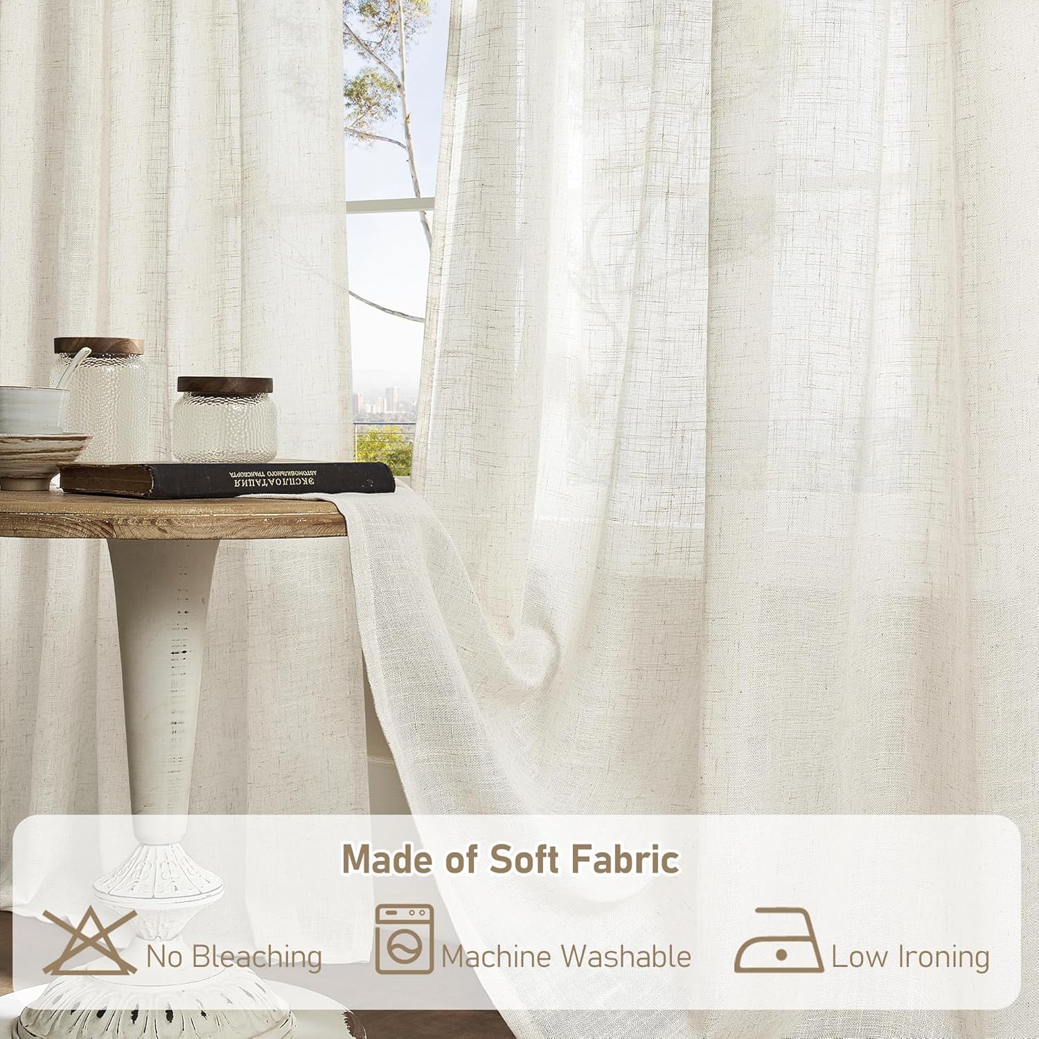 2PC Short Linen Kitchen Curtai - огляд і ціна Linen Roller Blind