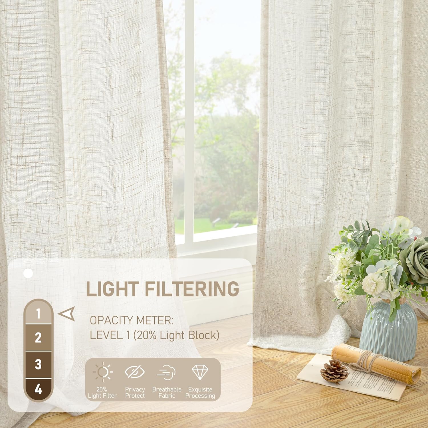 2PC Short Linen Kitchen Curtai - огляд і ціна Linen Roller Blind